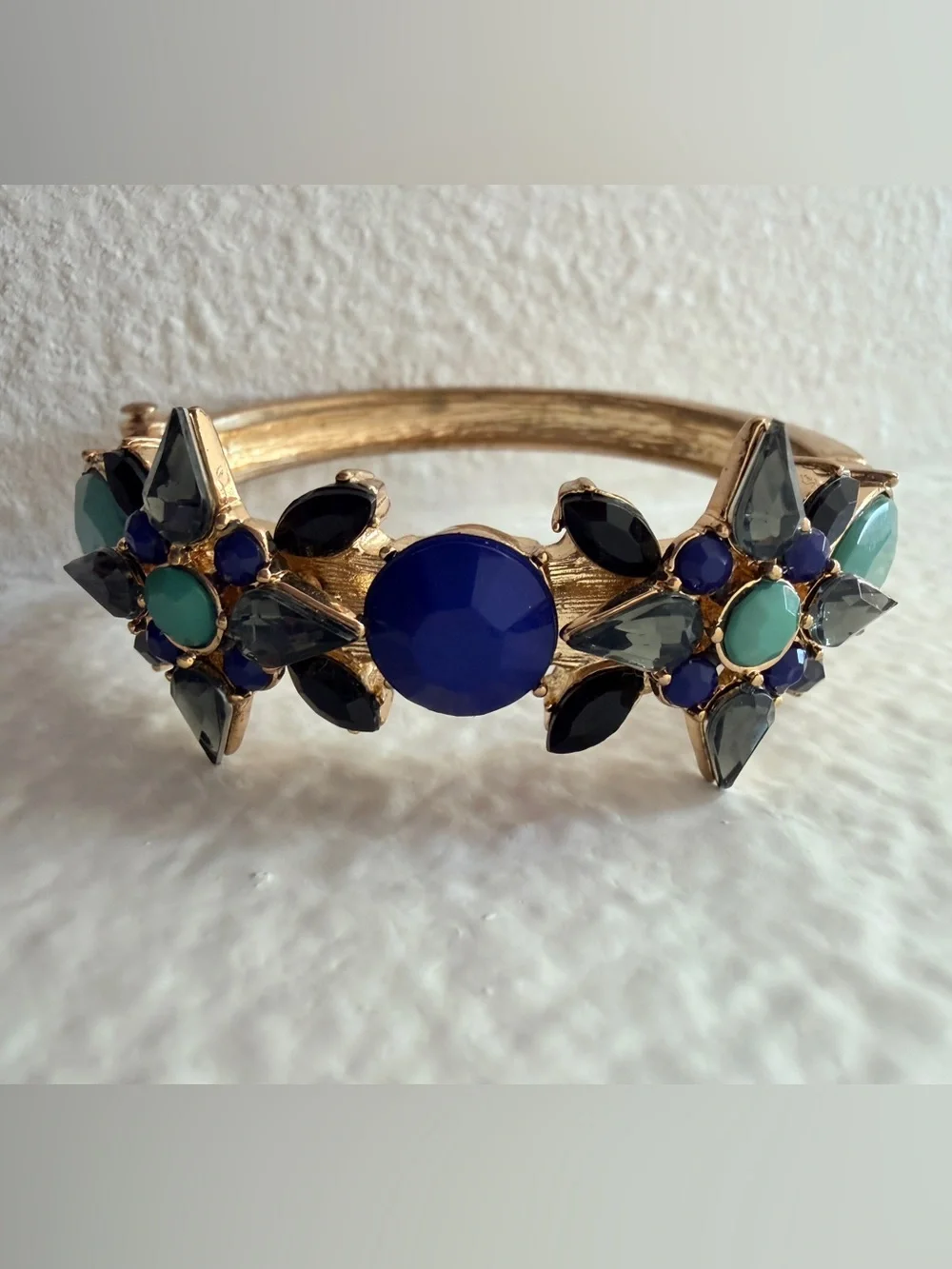 Cara NY Turquoise Cobalt Crystal Gold Cuff Bracelet
